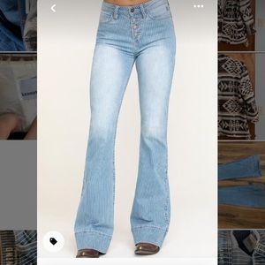 Idyllwind striped high waisted trouser/flare jeans